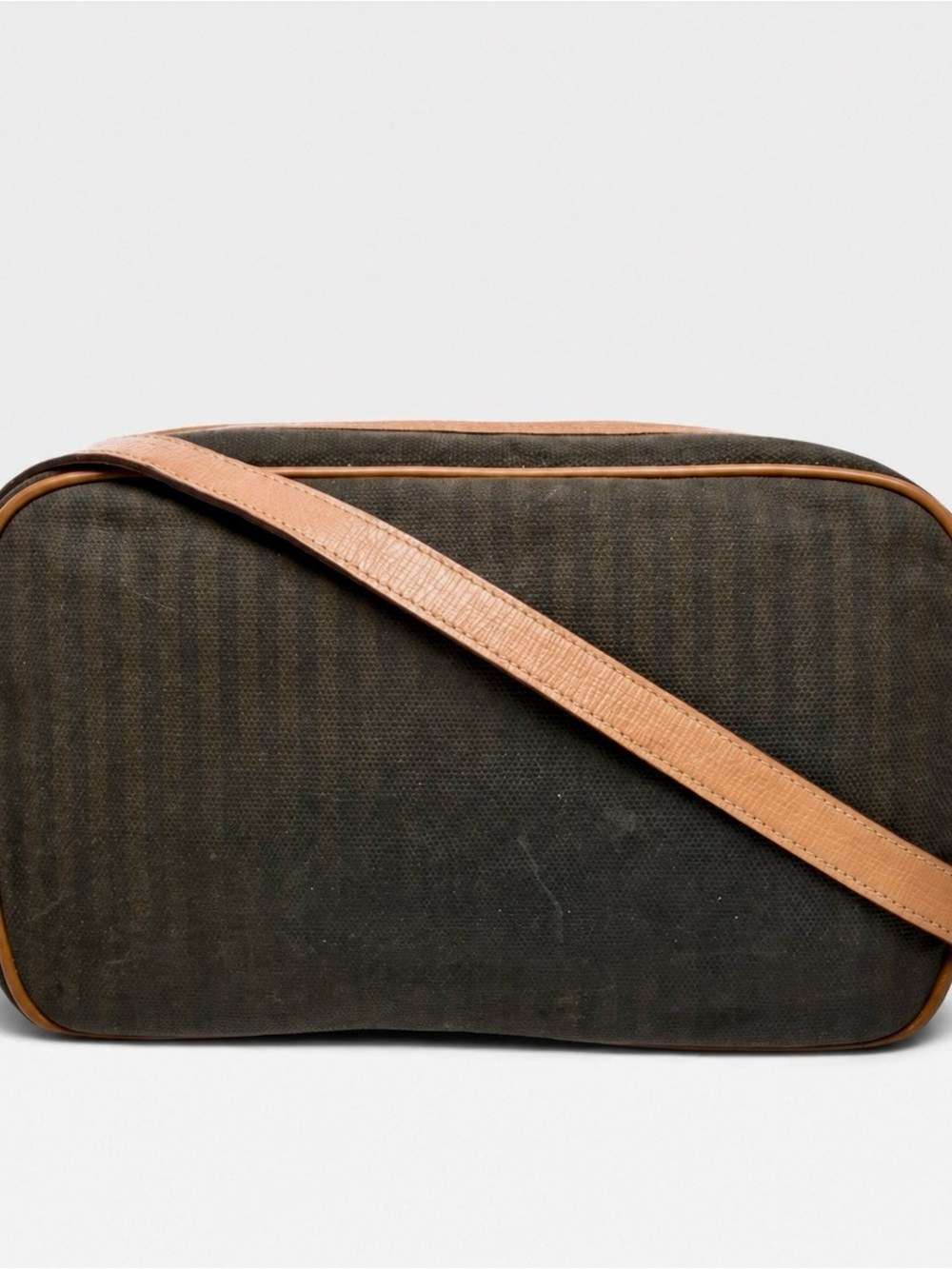 Fendi Vintage Pequin Stripe Canvas Leather Crossbody Camera Bag